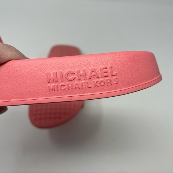 Michael Kors Pink and Gold Rubber Slides - Picture 5 of 6